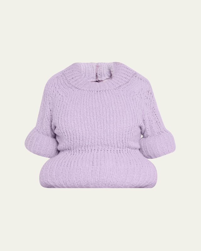 Padded Peplum Short-Sleeve Sweater